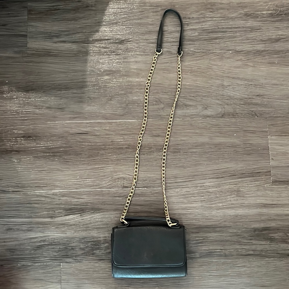 Black small purse with gold chain